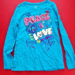 "Love Peace" long sleeve T-shirt girl size XL 14
